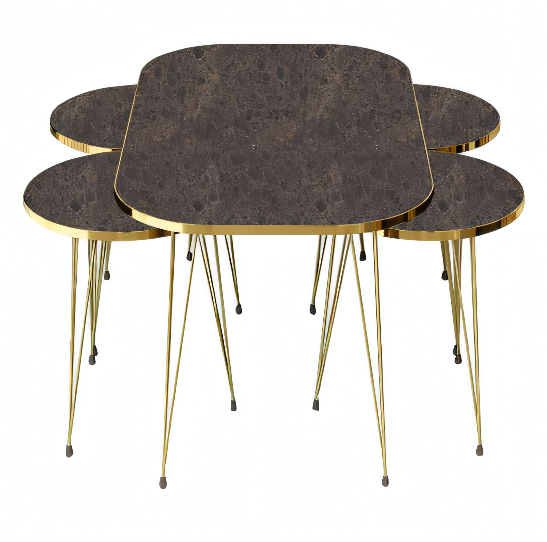 Eleganter brauner Couchtisch mit vier Beistelltischen aus Holz