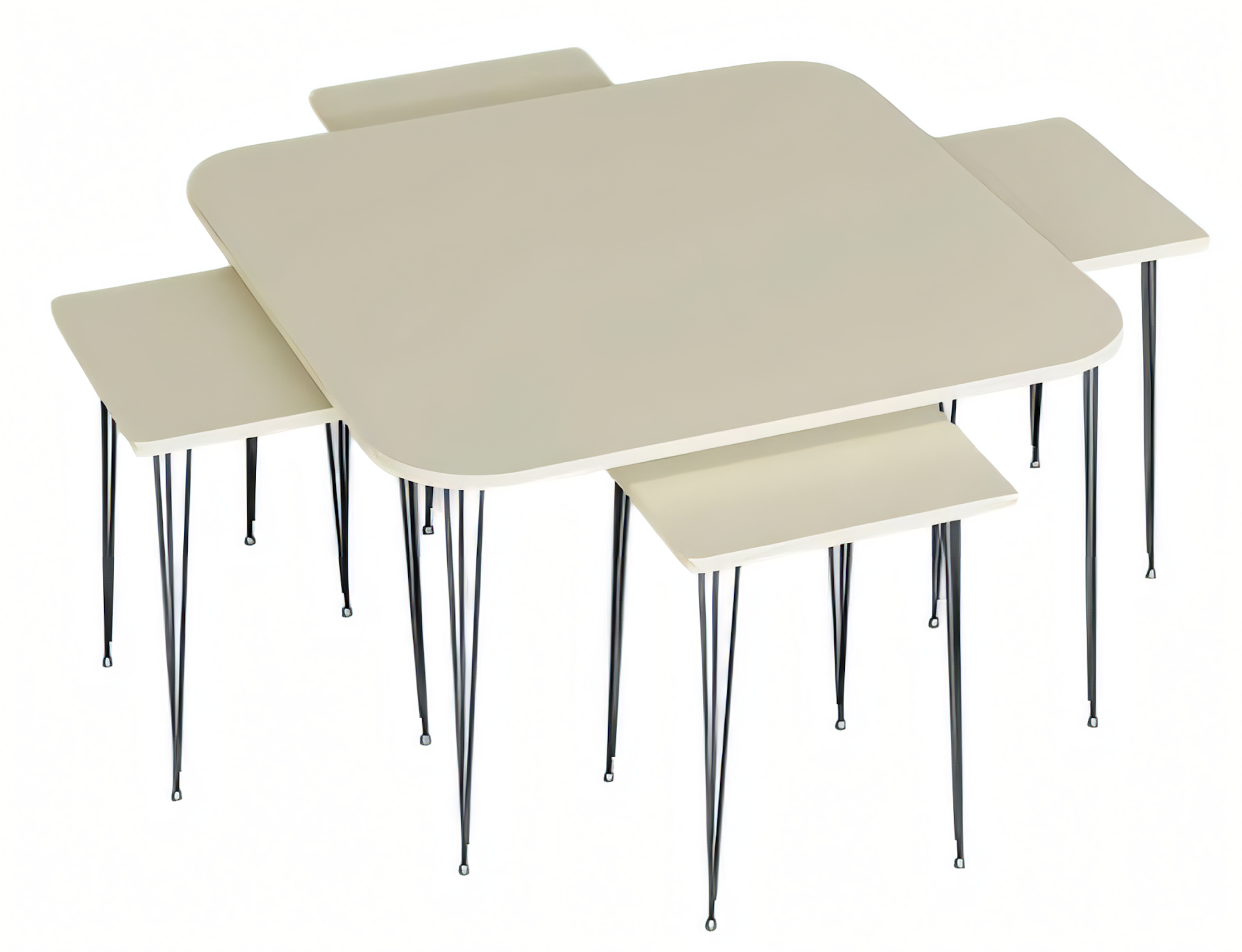 Beige Holz Couchtisch mit Beistelltischen modern und stilvoll