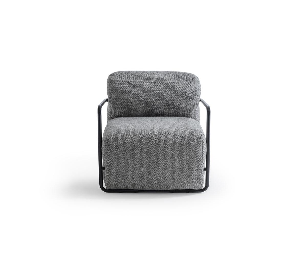 Moderner grauer Textil-Sessel aus Holz für Wohnzimmer