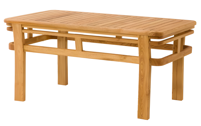 Holztisch in warmem Braun im eleganten Design