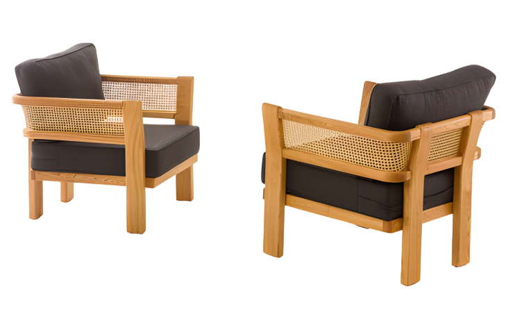 Moderne schwarze Holz-Textil Sessel im zeitgenössischen Design