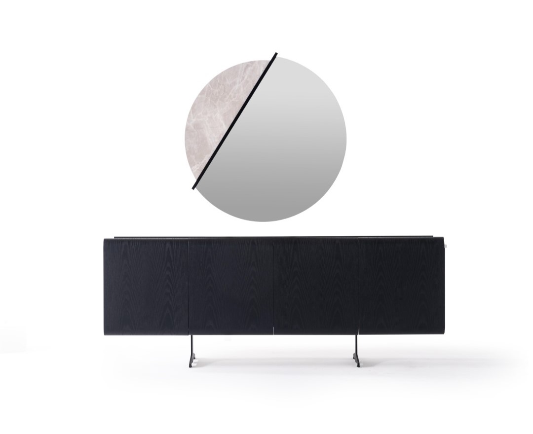 Modernes Holz- und Glasesstischset in Schwarz