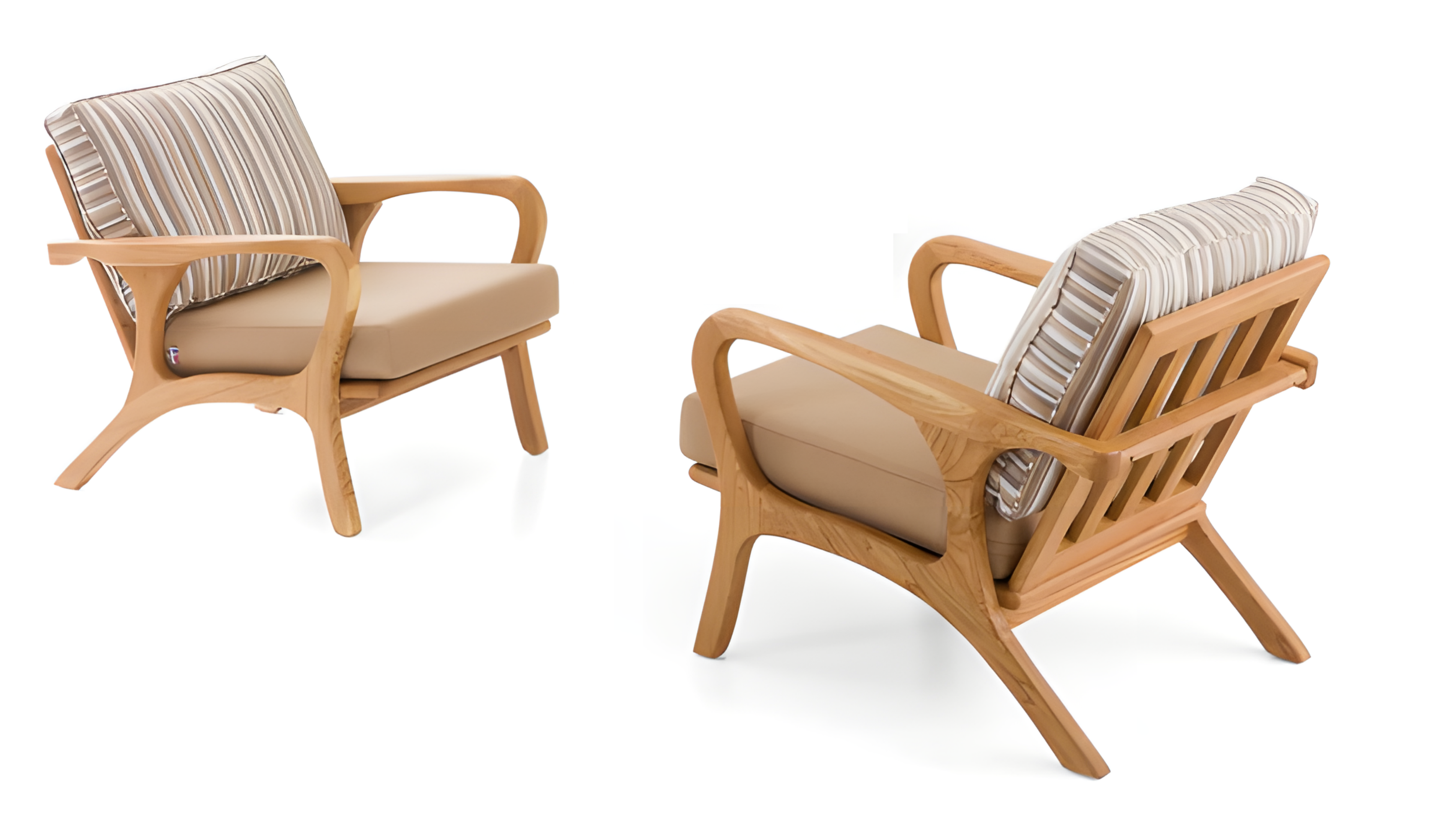 Moderne Beigefarbene Holz-Textil Sessel im 2er-Set