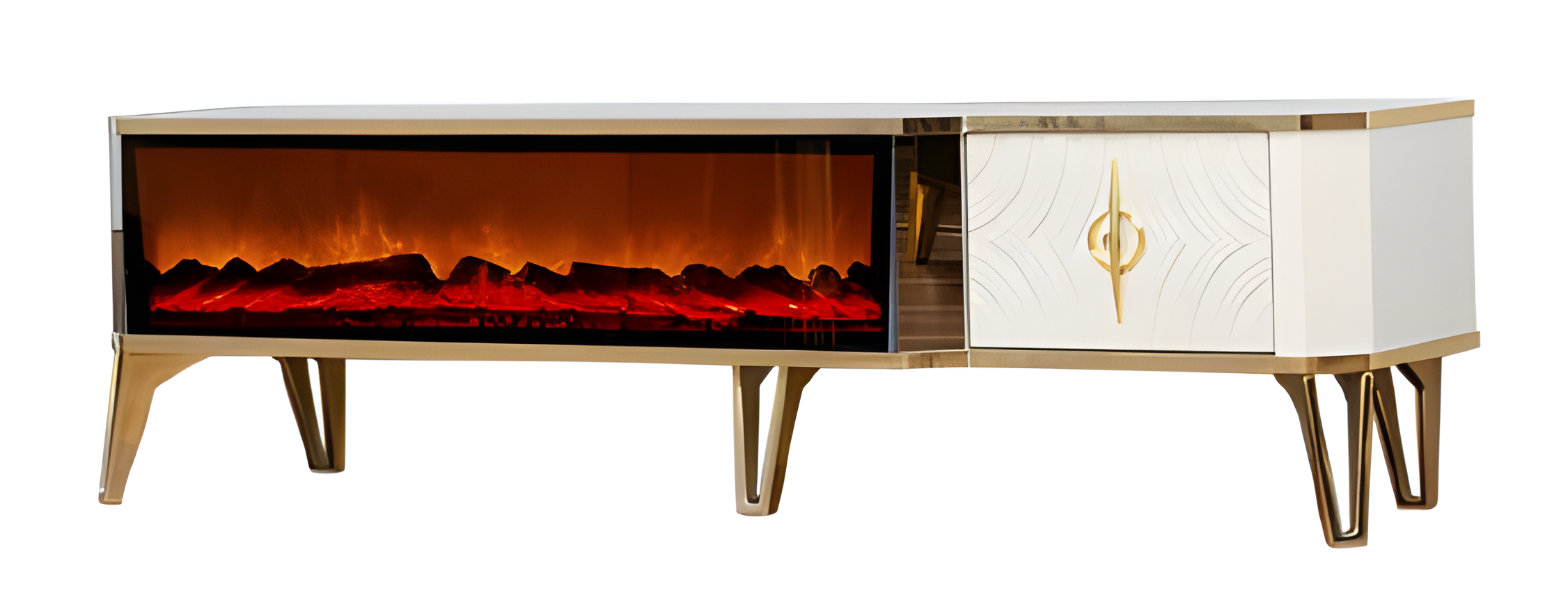 Das Wohnzimmer in neuem Glanz: TV-Lowboard mit Kaminfunktion und LED-Licht