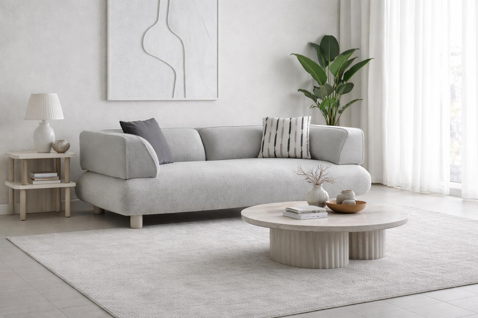 Stylisches Graues Polstersofa Designer Textilcouch Robuste Füße