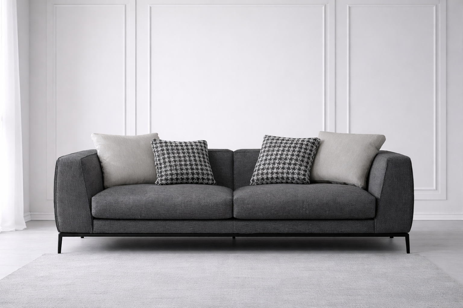 Exklusives Graues Polstersofa Wohnzimmer Relaxsofa Textilcouch