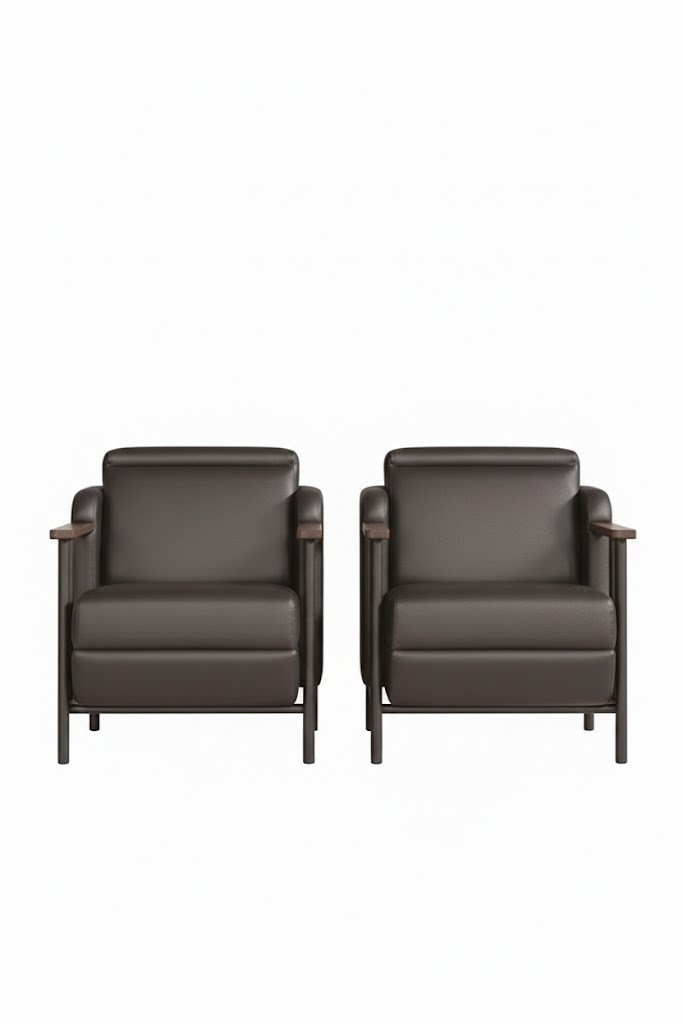 Designer 2x Ledersessel Wohnzimmer Sitzmöbel Luxus Sessel 2tlg