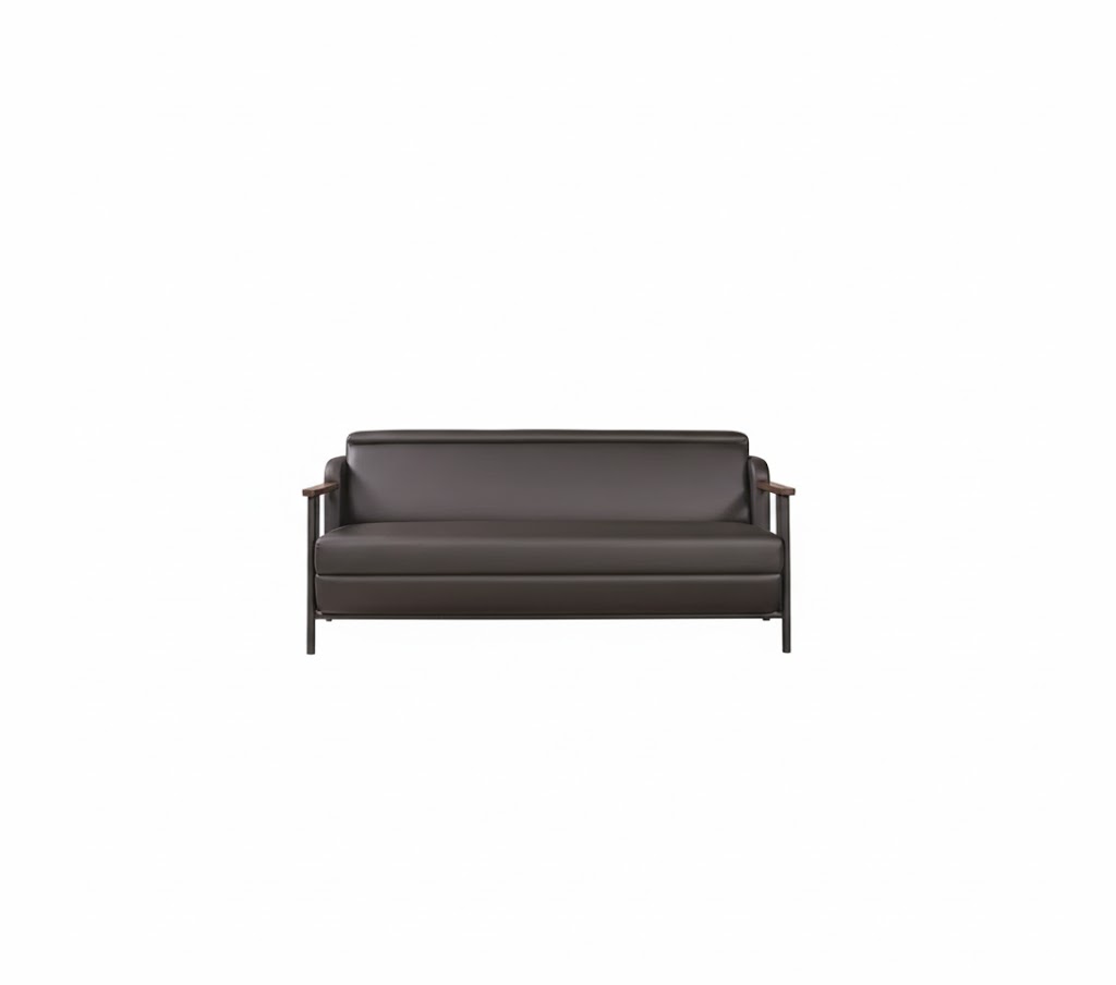 Elegantes 3-Sitzer-Sofa Minimalistischer Stil Dunkelbraune Farbe