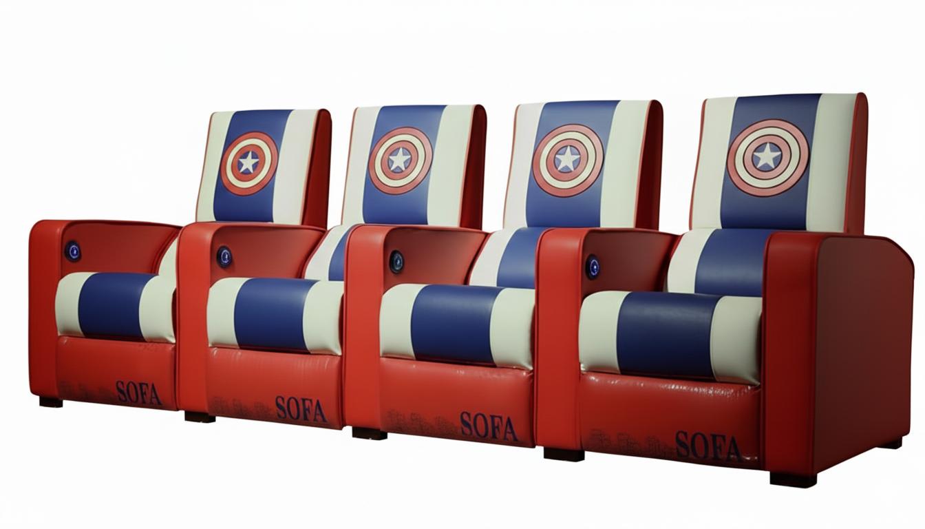 4-Sitzer Sessel Lederbezug Moderner Stil Sessel mit USB-Ladeanschluss
