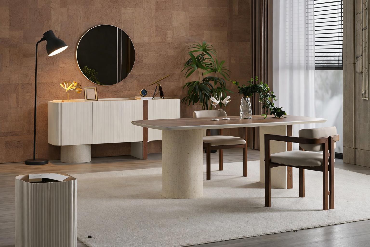 Elegantes Möbelset: Esstisch, 2 Stühle, Konsole, Spiegel und Tisch