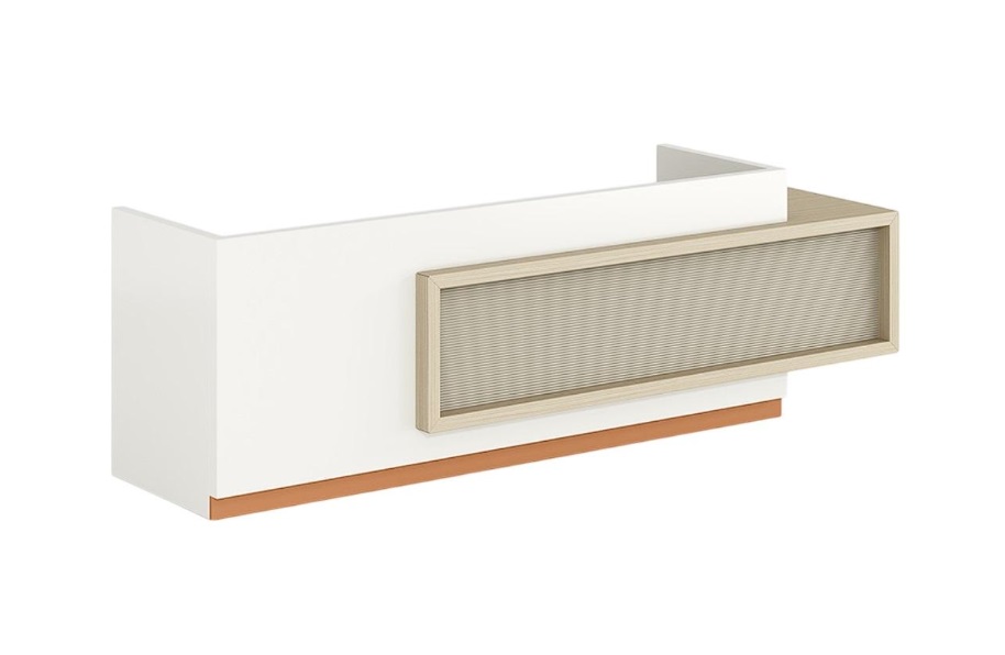Moderne weiße Empfangstheke aus Holz für Büro Elegante Büroeinrichtung