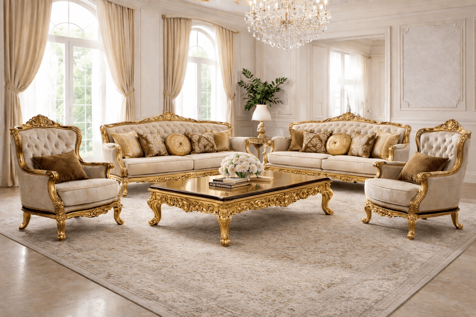 Elegante Klassische Chesterfield Sofagarnitur Hochwertiges Sofa-Set