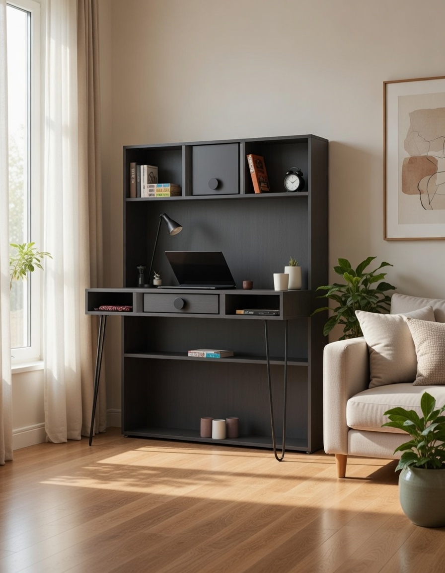 Schreibtischregal mit Schublade und offenen Regalen im modernen Design