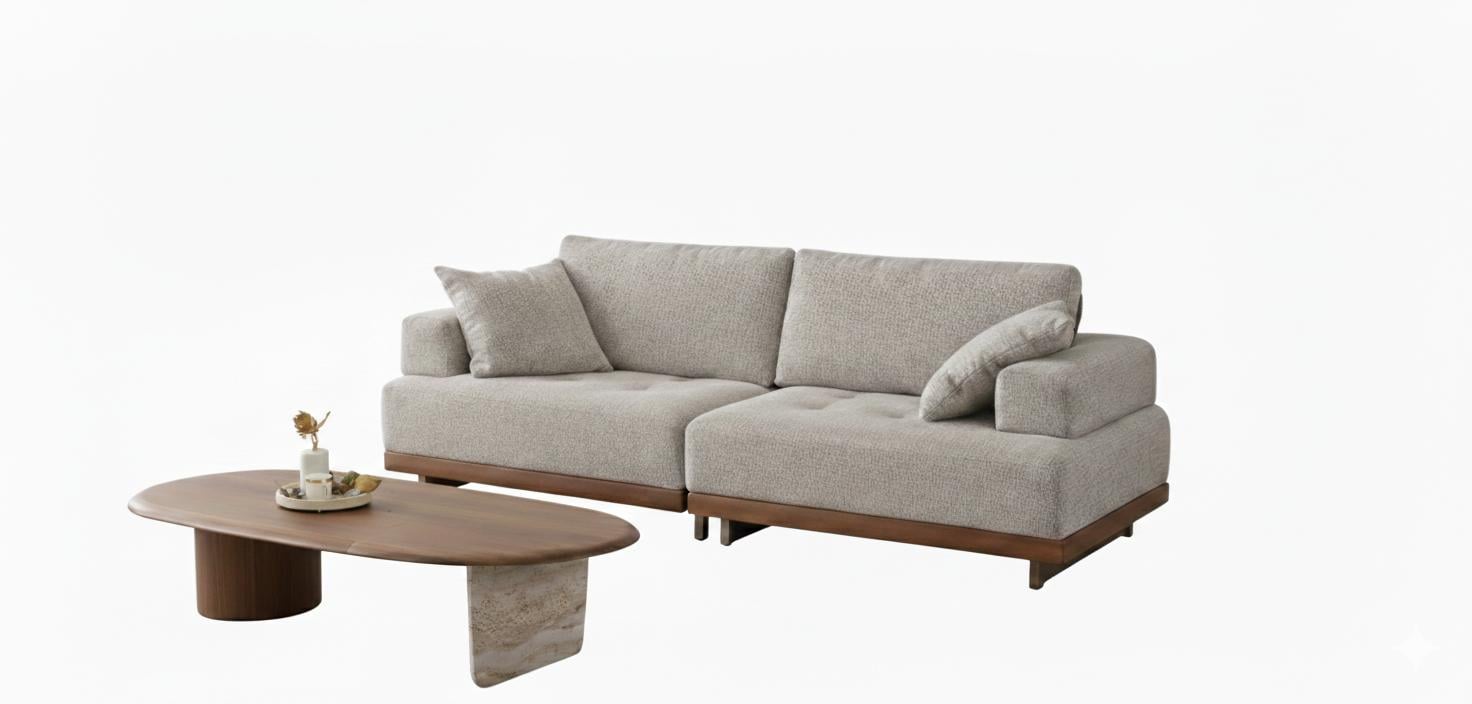 Wohnzimmer-Set Moderner Stil Stoffbezug Elegantes Design Beige Farbe