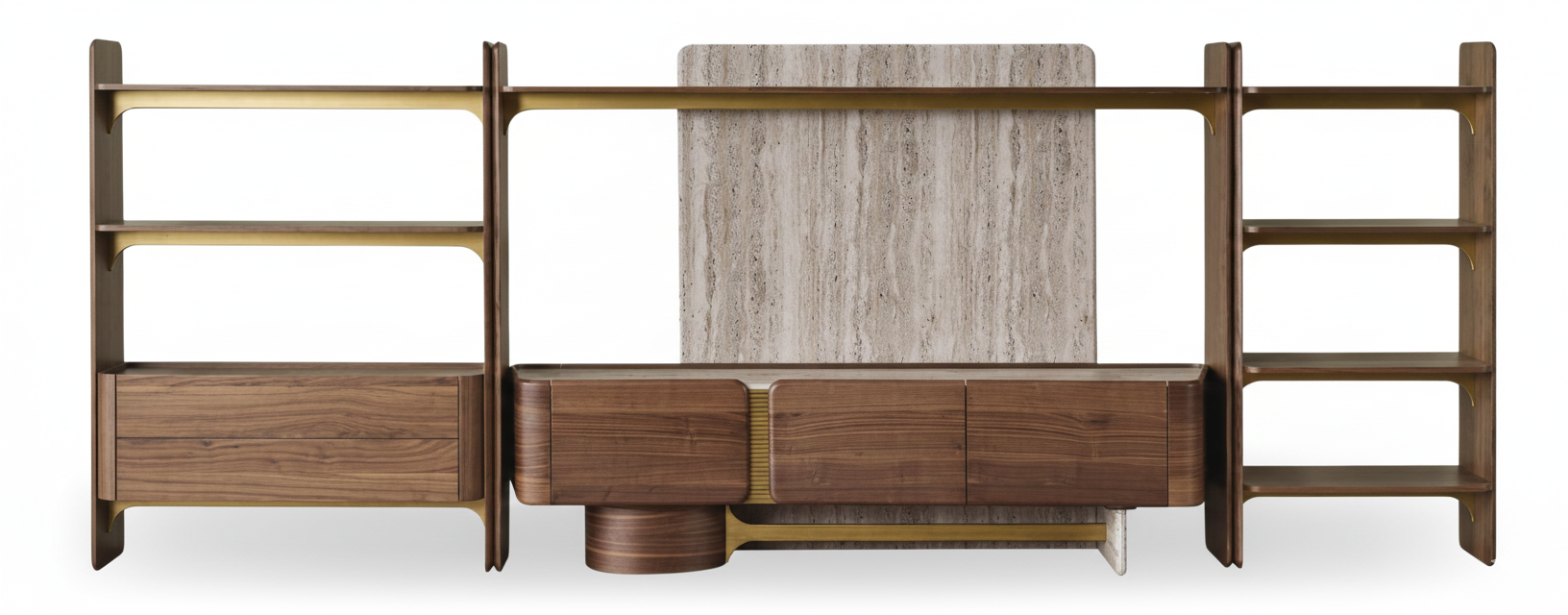 TV-Wandmöbel Moderner Stil Braun Holzrahmen Minimales Luxusdesign