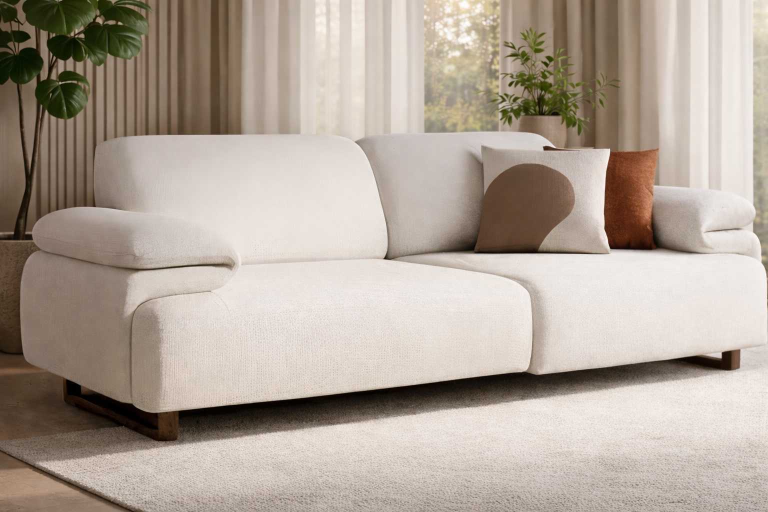 Einzigartiges Beiges Polstersofa Moderne Wohnzimmer Textilcouch