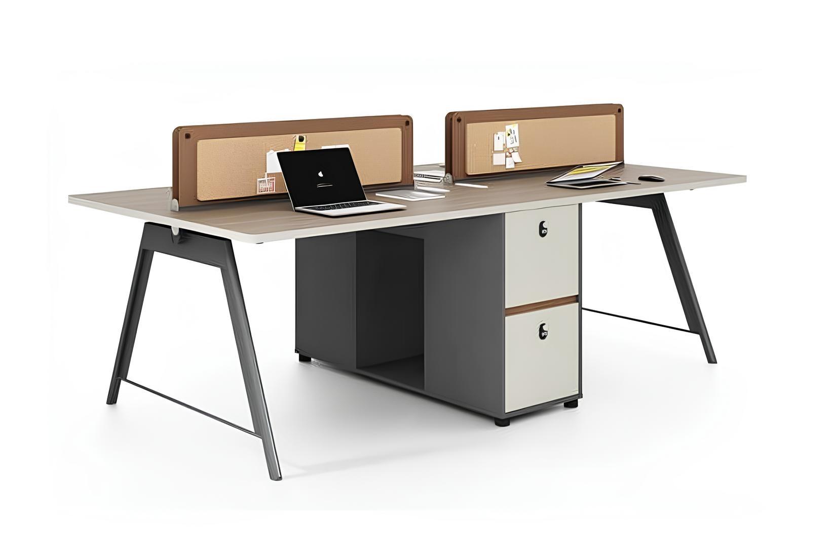 Designer Schreibtisch für 4 Personen mit Akustikpaneelen für modernes Büro