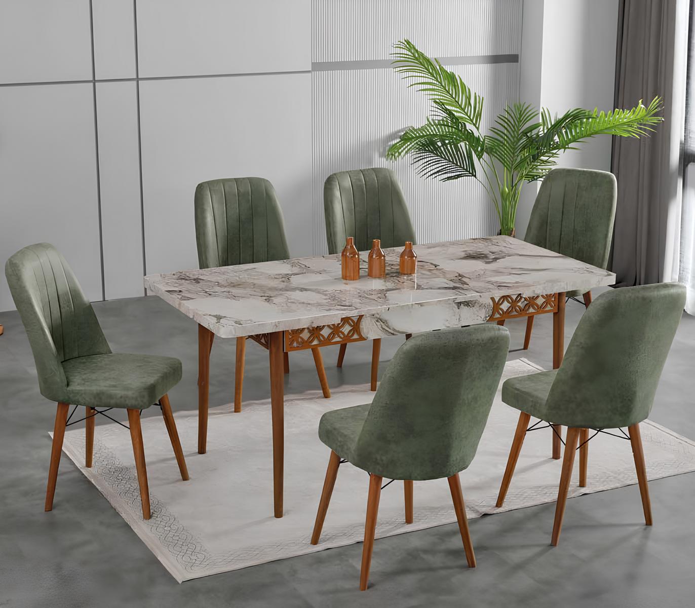Esszimmer Essgruppen Esstisch Stühle Rechteckig Mramor Weiß Grau