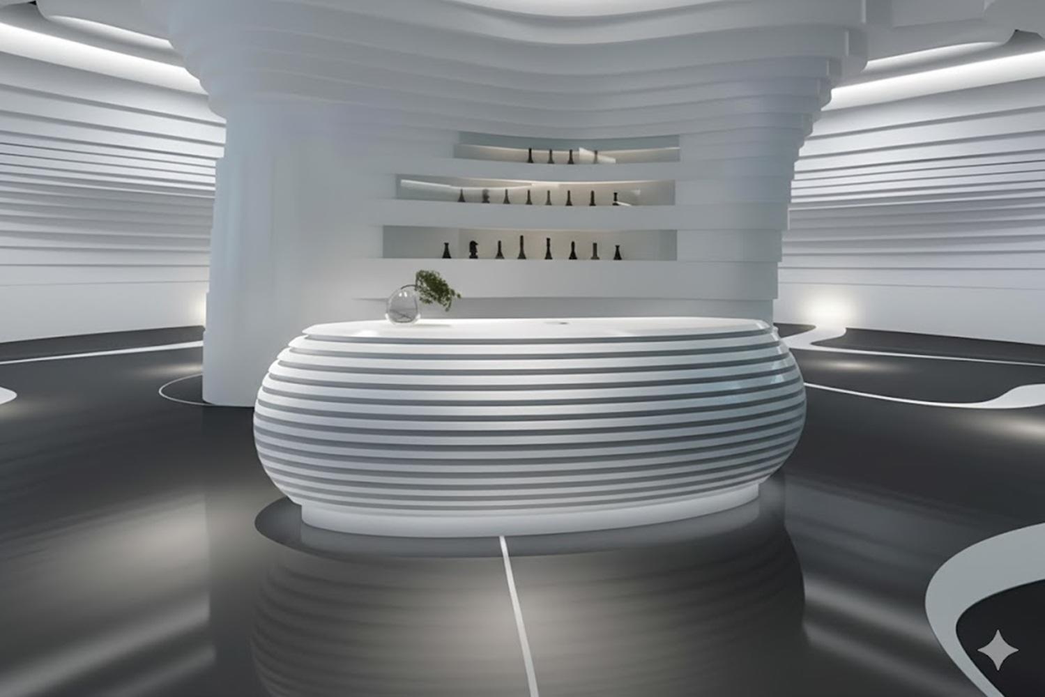 Luxuriöser Empfangstisch Designer Futuristischer Edler Bürotisch
