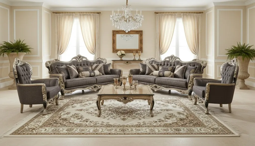 Klassisches Wohnzimmer Set mit 3+3+1+1-Sitzern und Couchtisch