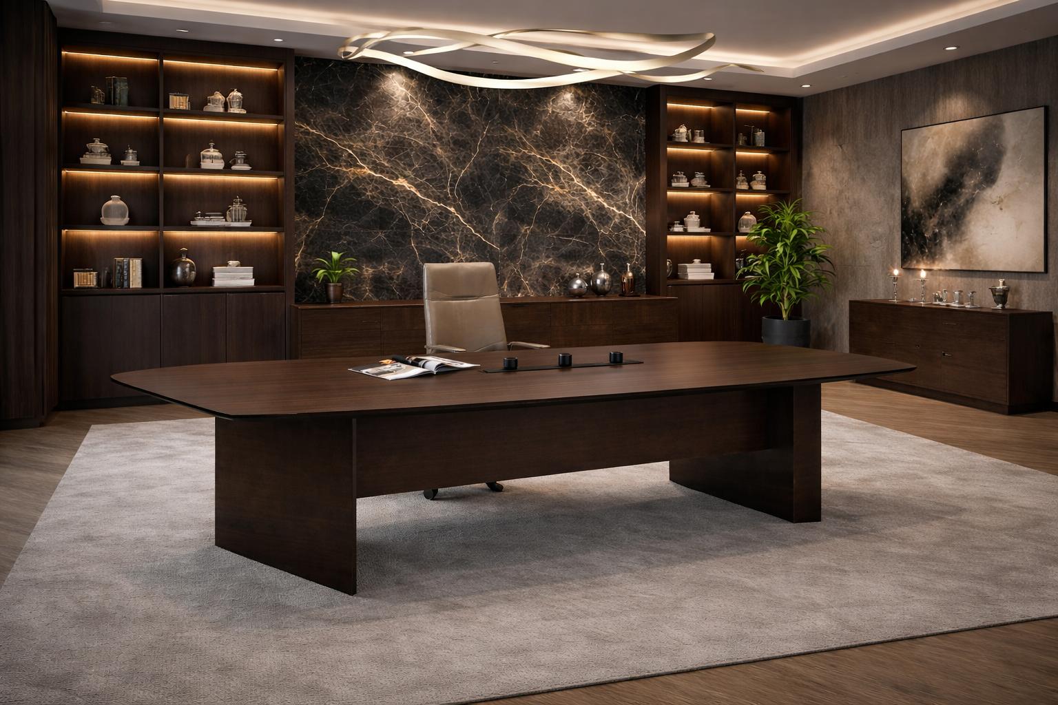Executive Schreibtisch Dunkel Holz Modern Hochwertig stilvoll