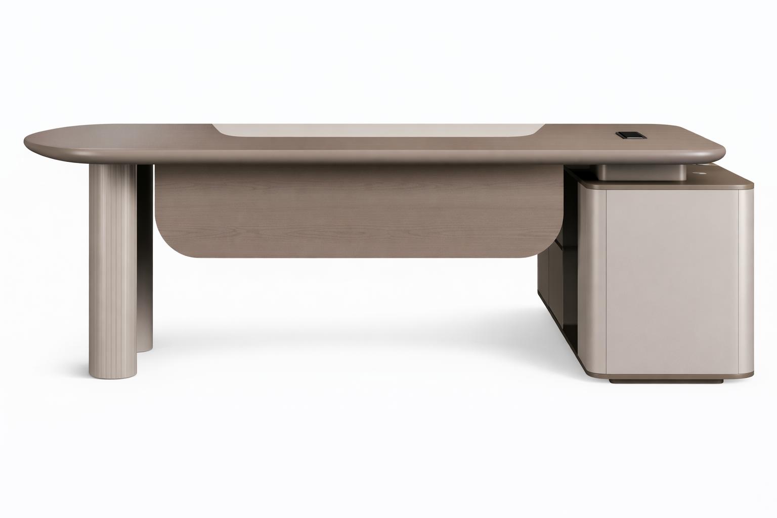 Chefschreibtisch mit eleganter Holzoberfläche und modernem Design