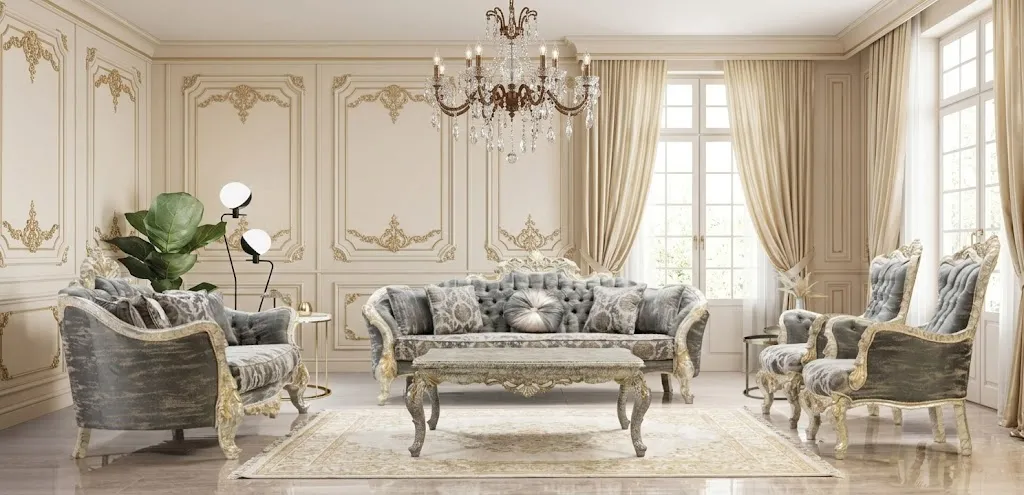 Klassisches Wohnzimmer-Set mit 3+3+1+1-Sitzern & Couchtisch