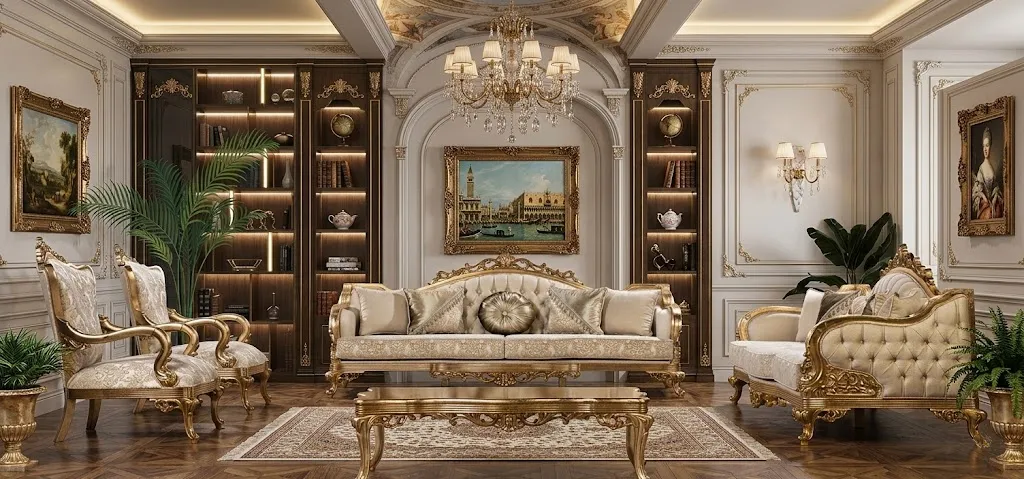 Elegantes Wohnzimmer-Set: 3+3+1+1-Sitzer mit klassischem Couchtisch
