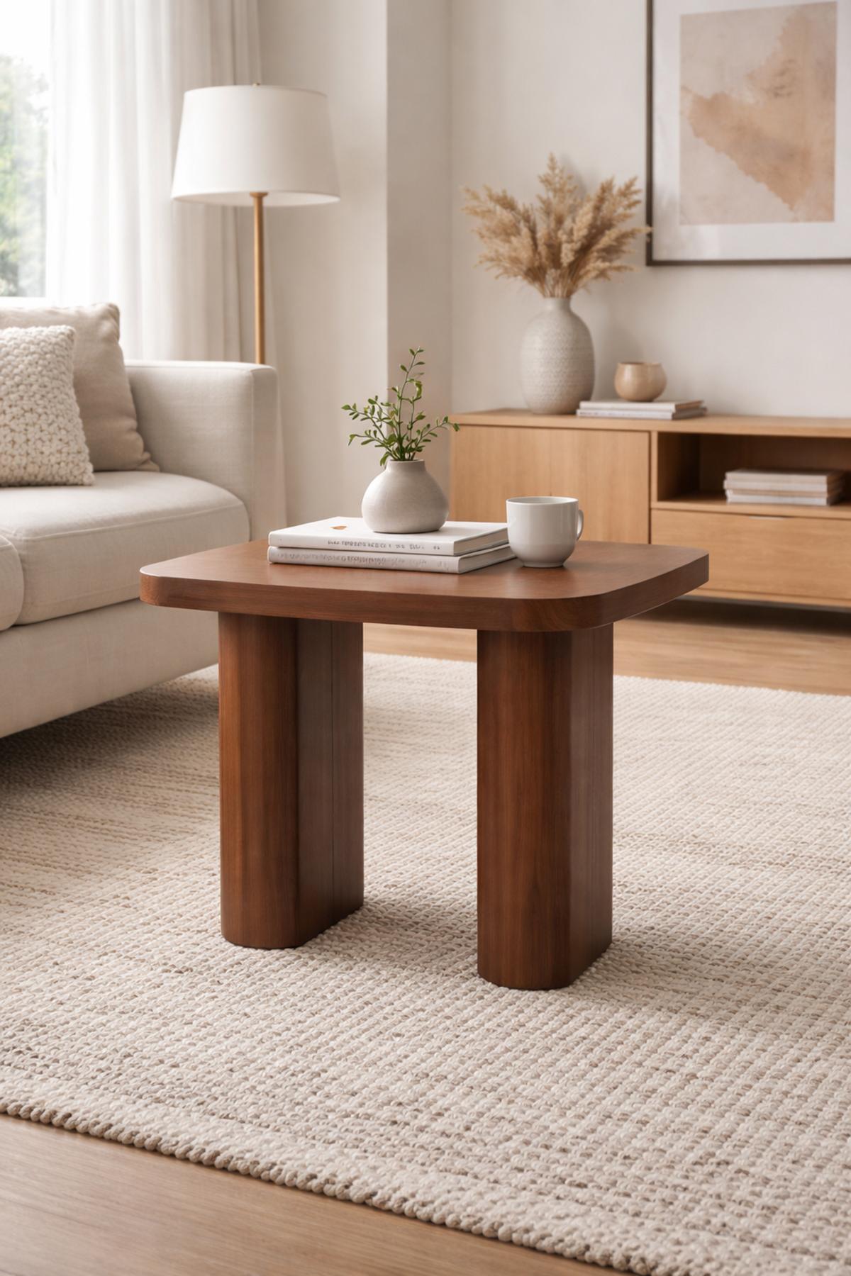 Kompakter Brauner Beistelltisch Designer Ablagetisch Holztische