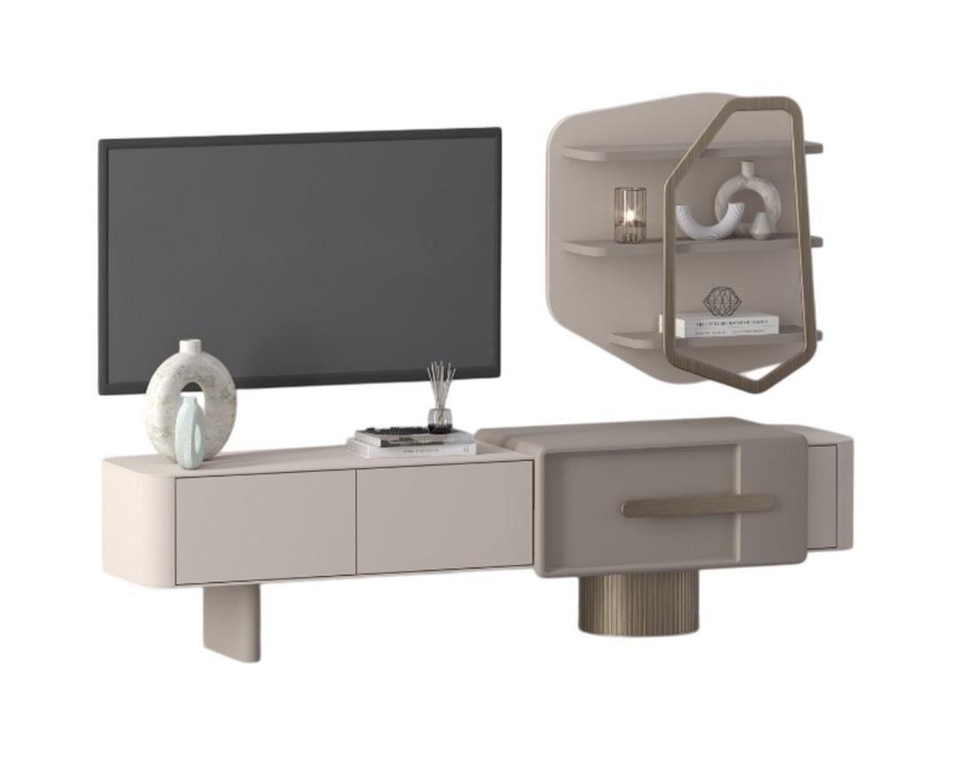 Wohnwand Moderner Stil Beige Farbe Geräumige Wohnwand Elegantes Design