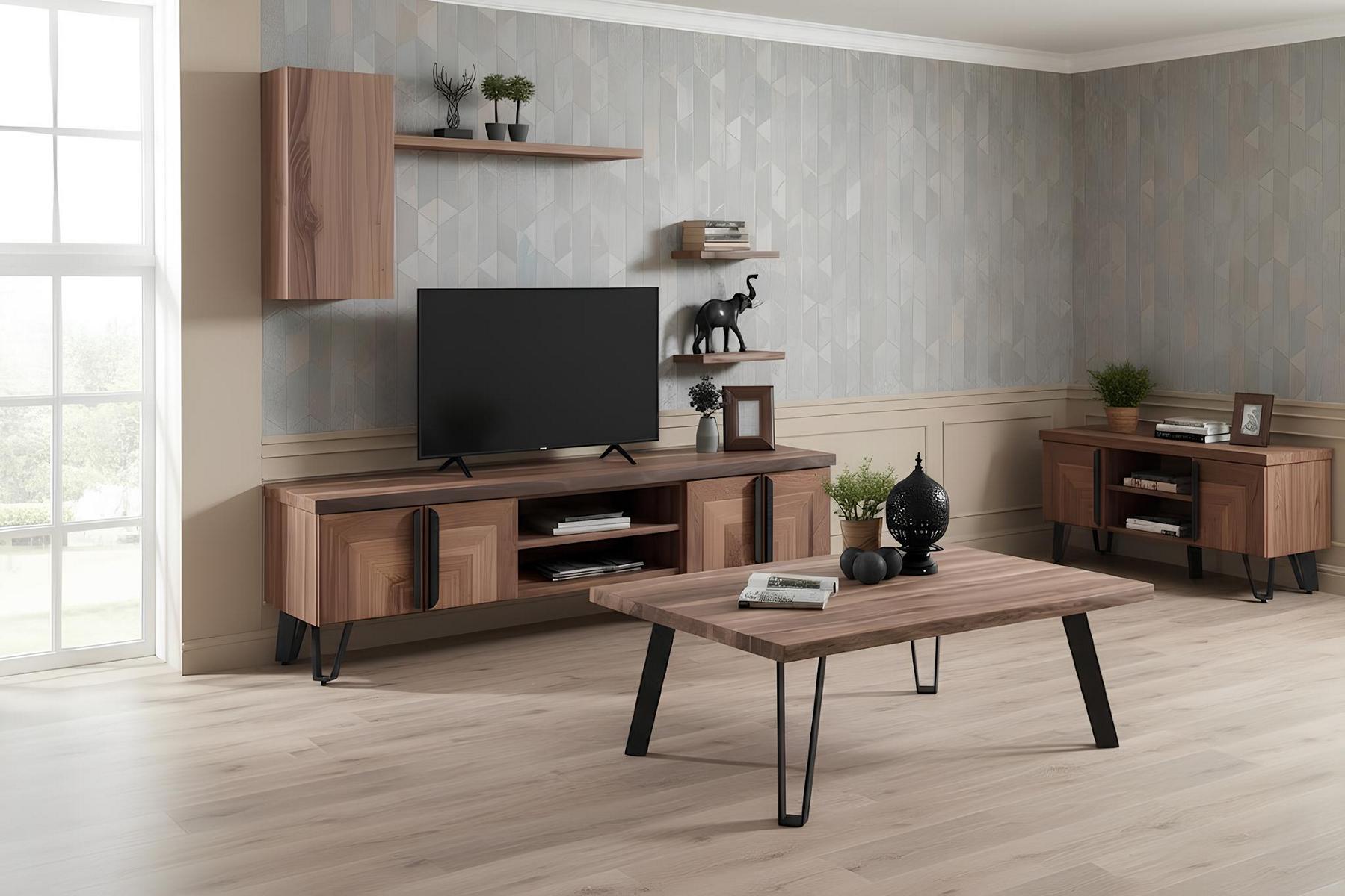 TV-Board Couchtisch Wohnzimmer Stil modern Farbe braun neu bequem