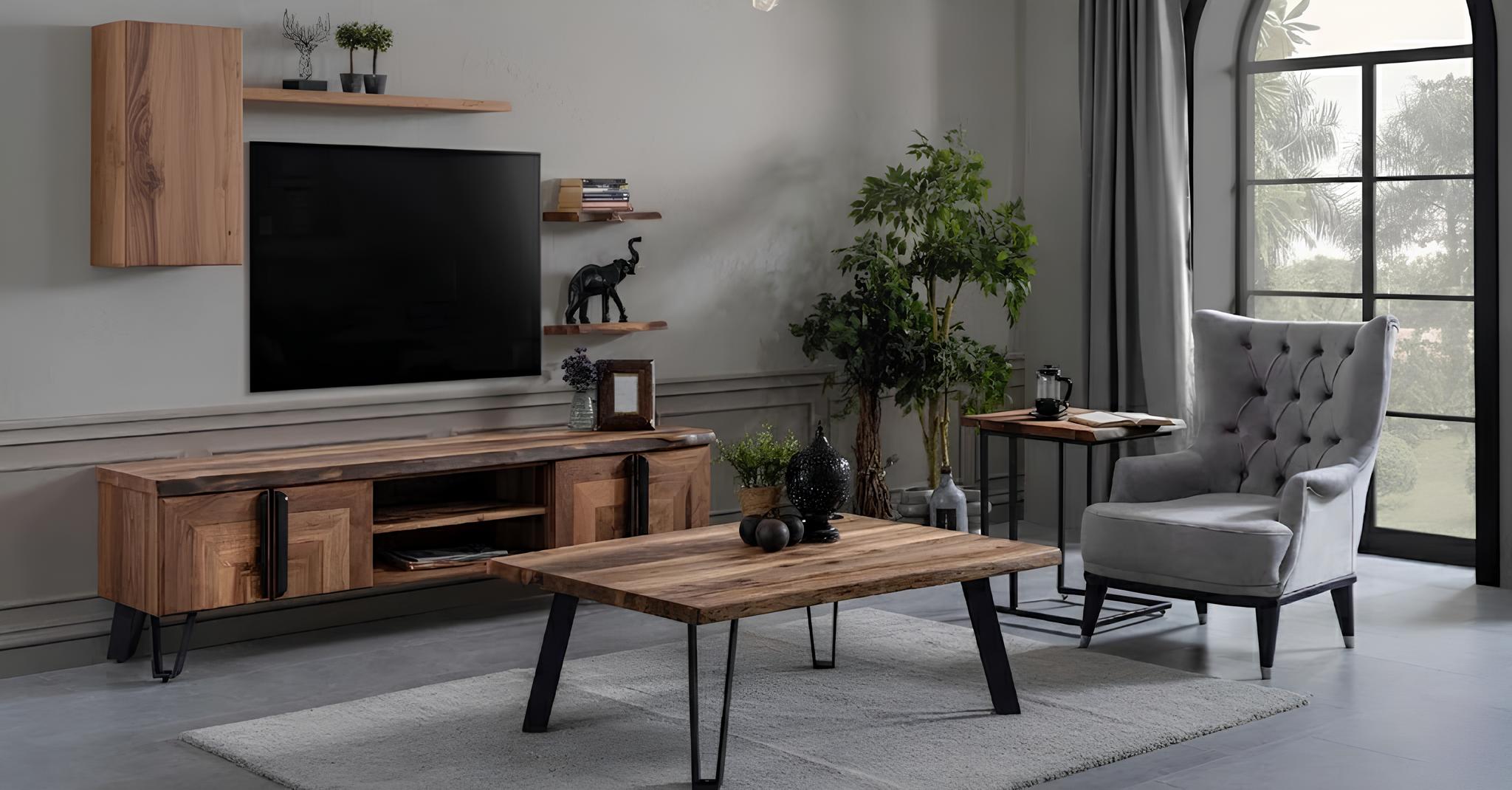 TV-Board Couchtisch Beistelltisch Wohnzimmer Stil modern Farbe braun neu