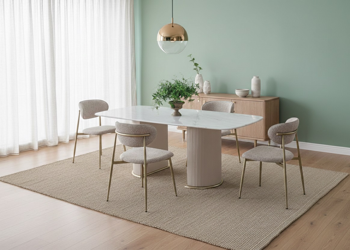 Stilvolles 5-tlg. Esszimmer-Set mit Tisch und 4 Stühlen