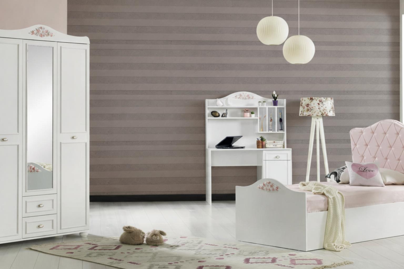Modernes Schlafzimmer-Set mit Bett Kleiderschrank Schreibtisch