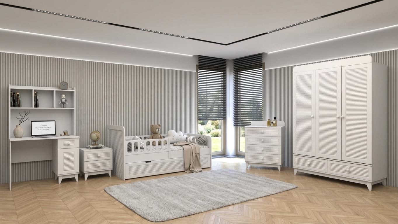 Robustes Kinderzimmer Set Designer Bett Kommode Kleiderschrank