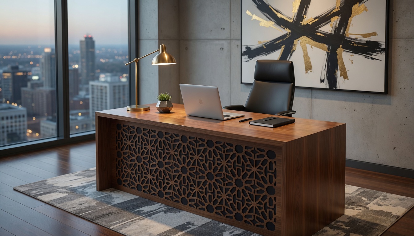 Modernes Holz Schreibtisch mit dekorativen Mustern für Ihr Büro
