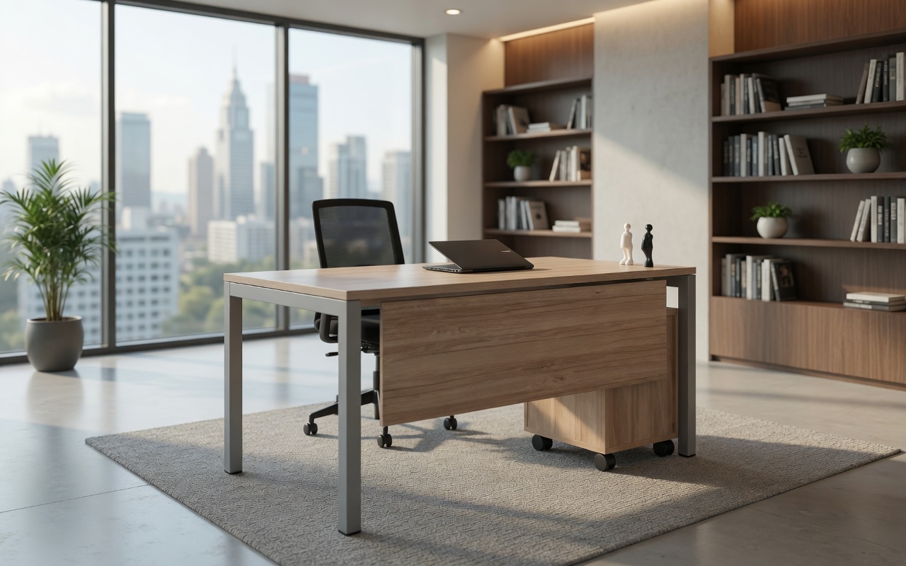 Bürotisch Mit Tumba In Holzoptik Modern Stabil Schreibtisch