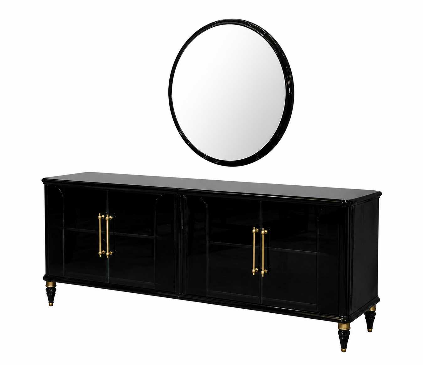 Luxusmöbel Sideboard mit Spiegel Buffet Esszimmer Schrank Anrichte Komplettes