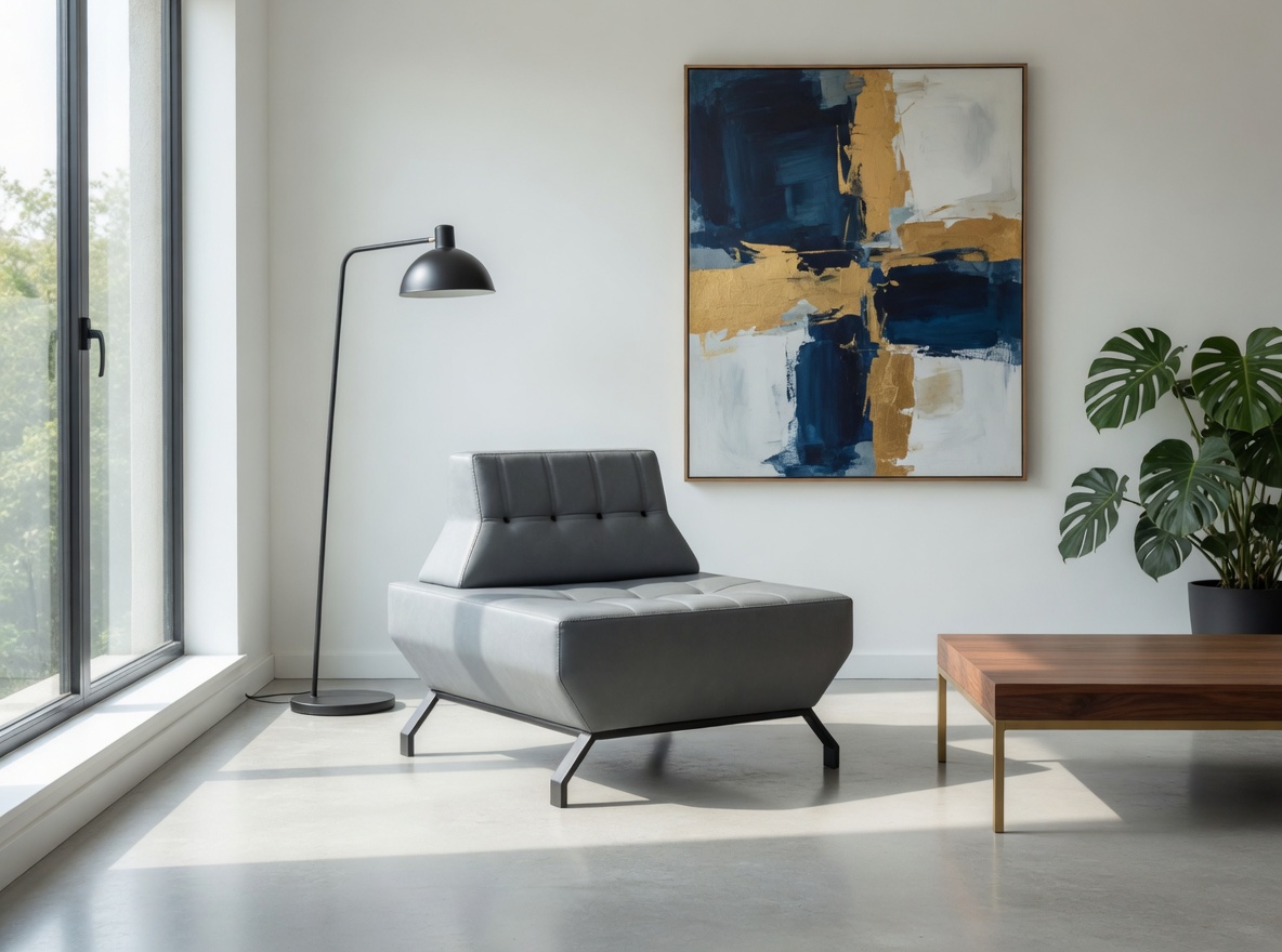 Sessel Grau Modern Kunstleder Gepolstert Metallgestell
