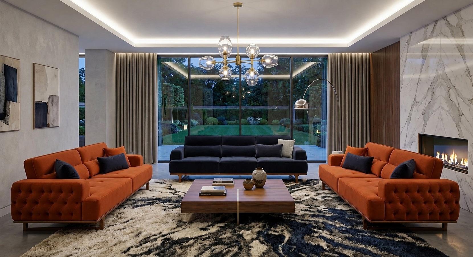 Luxuriöse Polstergarnitur Exklusive Stoffsofas Designer 4-Sitzer 3tlg