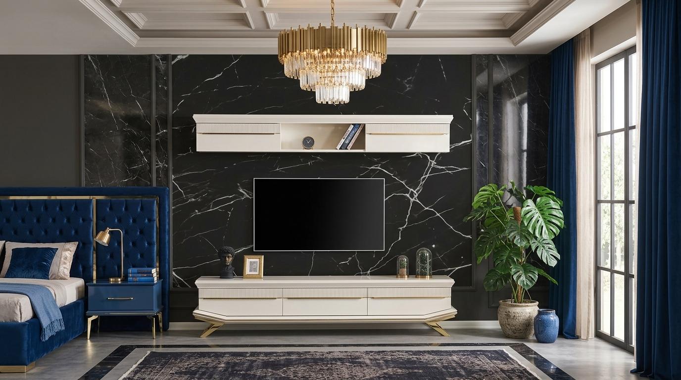 Unterblock Oberer Block Wohnzimmer Stil modern Farbe weiß neu praktisch