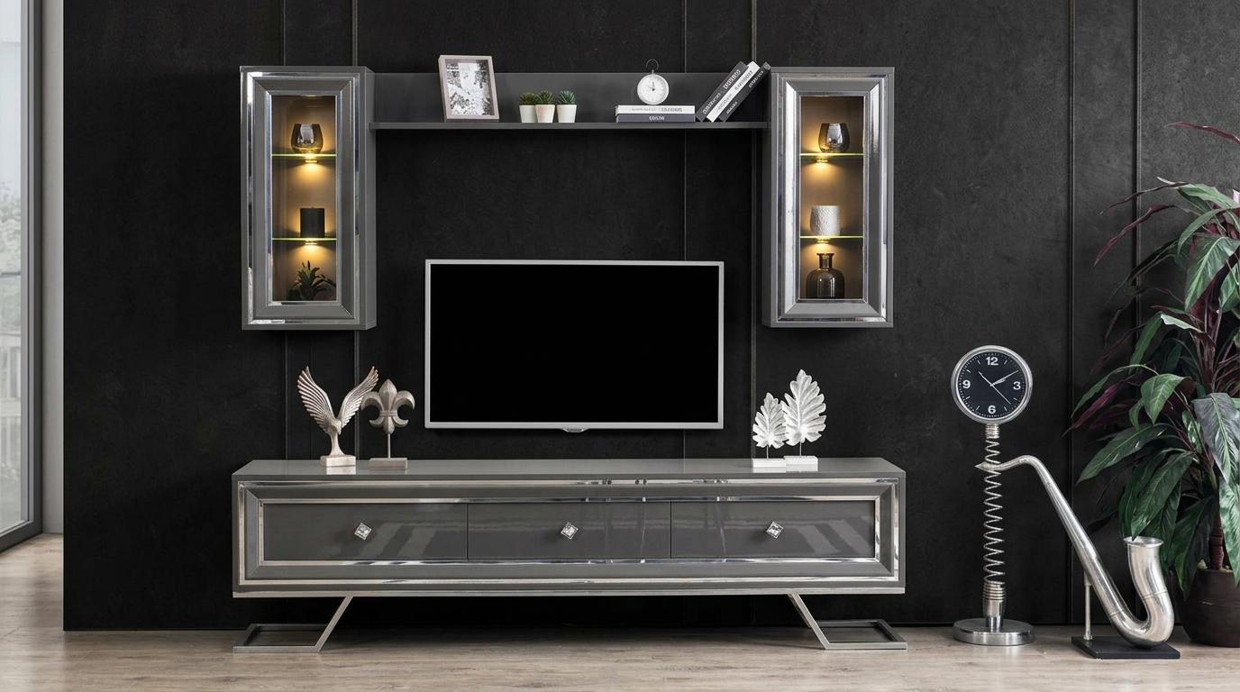 Unterblock Oberes regal 2x Minischränke Stil modern Farbe silber neu