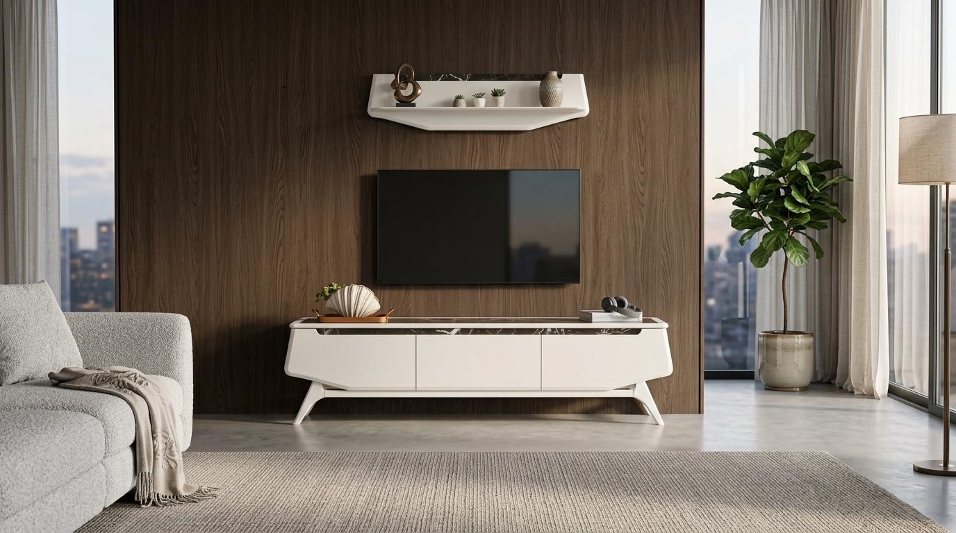 Wohnwand Sideboard  Regal Wohnzimmer Stil modern Farbe beige praktisch