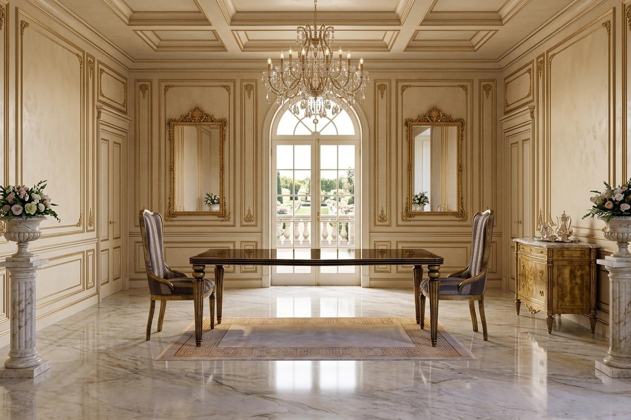 Elegante Klassische Esszimmer Garnitur Esstisch 2x Polsterstühle
