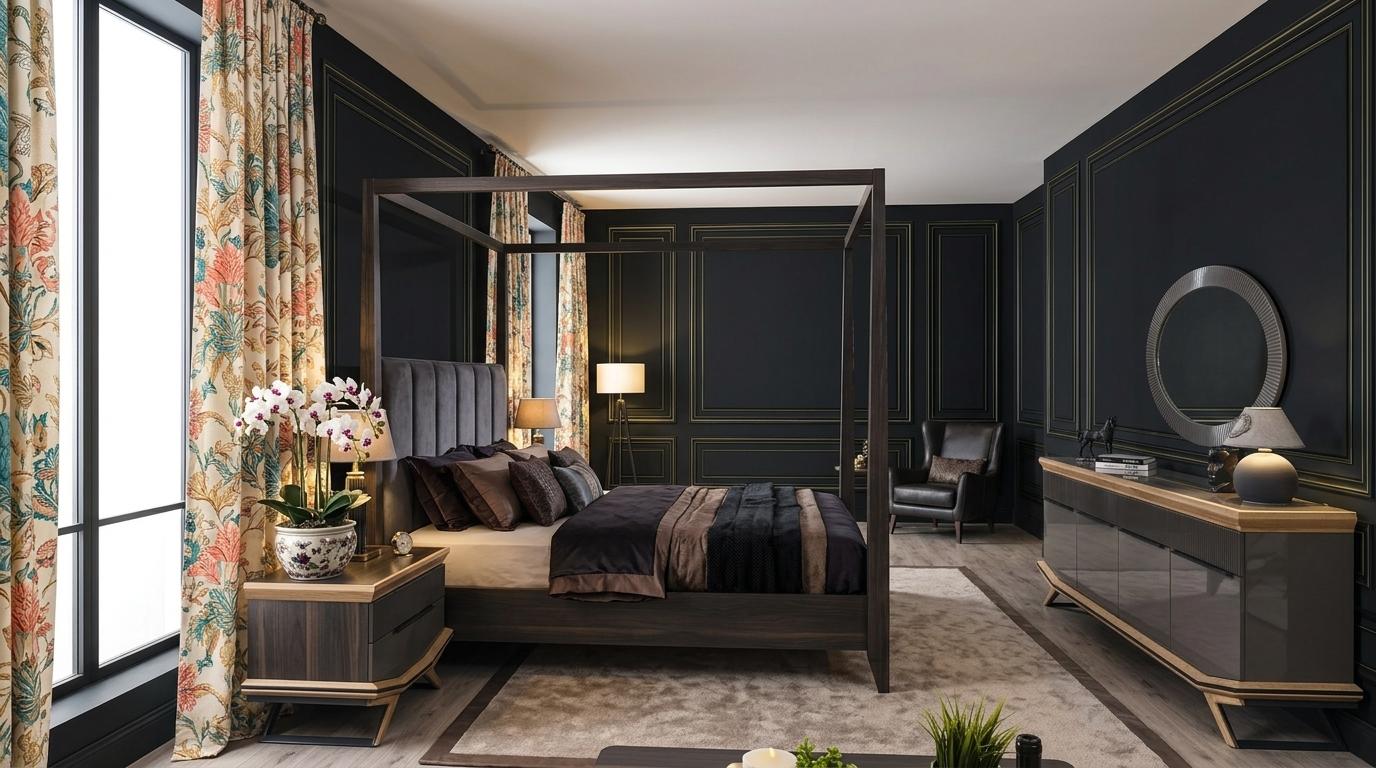 Konsole Spiegel Wohnzimmer Stil modern Farbe schwarz neu praktisch
