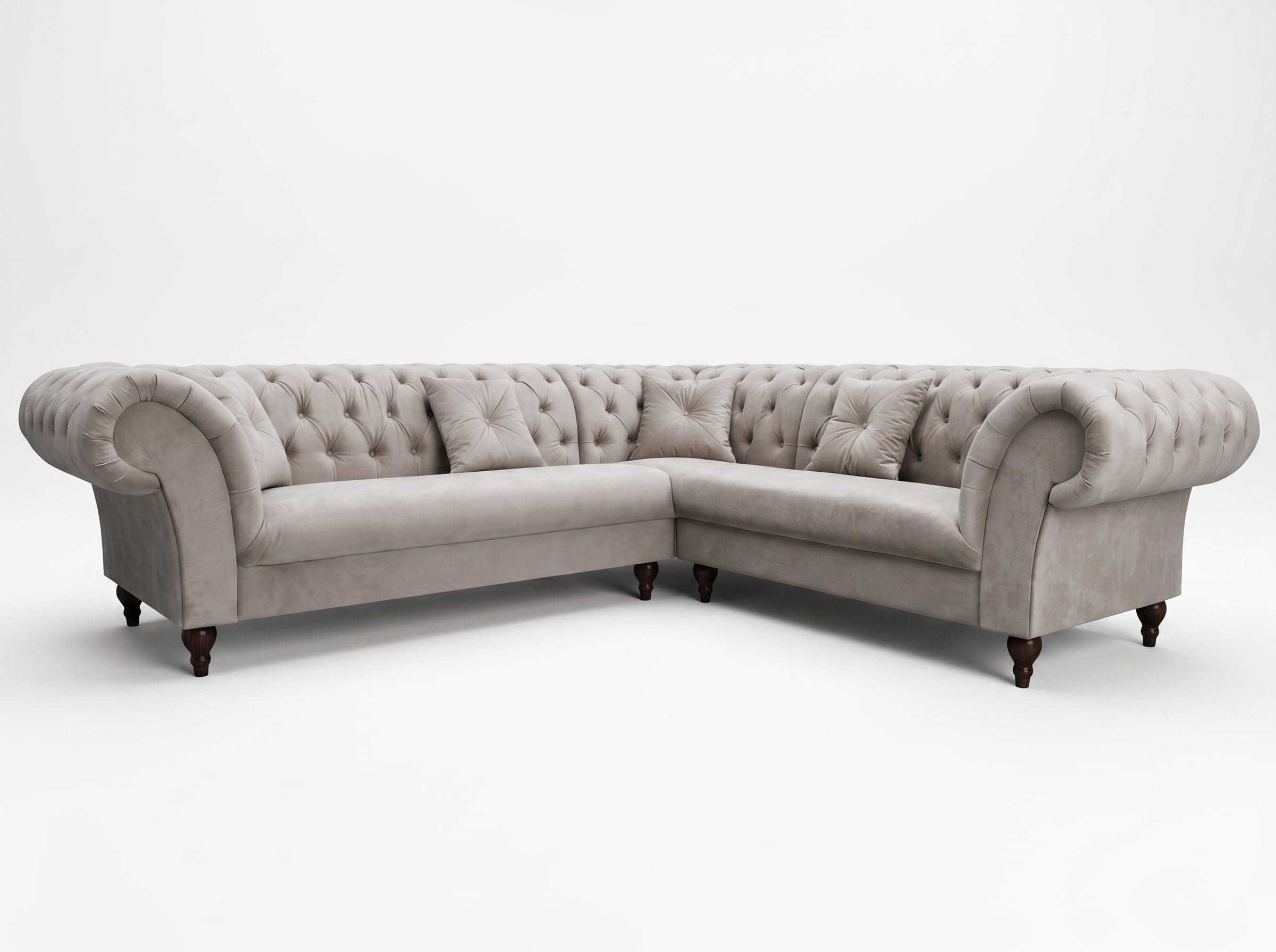 Graues großes Ecksofa Chesterfield Klassisches Sofa Sofas für das Wohnzimmer