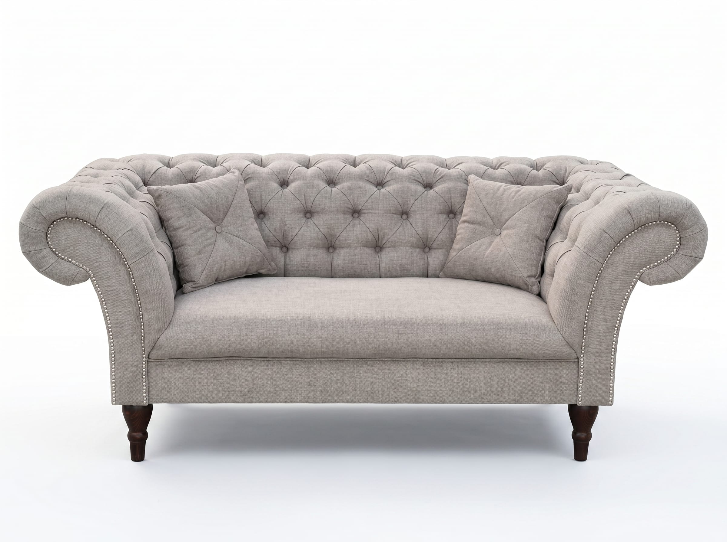 Graues klassisches 2-Sitzer-Sofa Chesterfield Luxus-Sofa Wohnzimmersofas