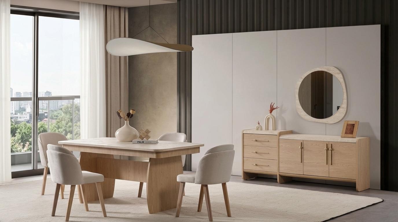 Tisch Konsole Spiegel Wohnzimmer Stil modern Farbe beige neu rechteckig