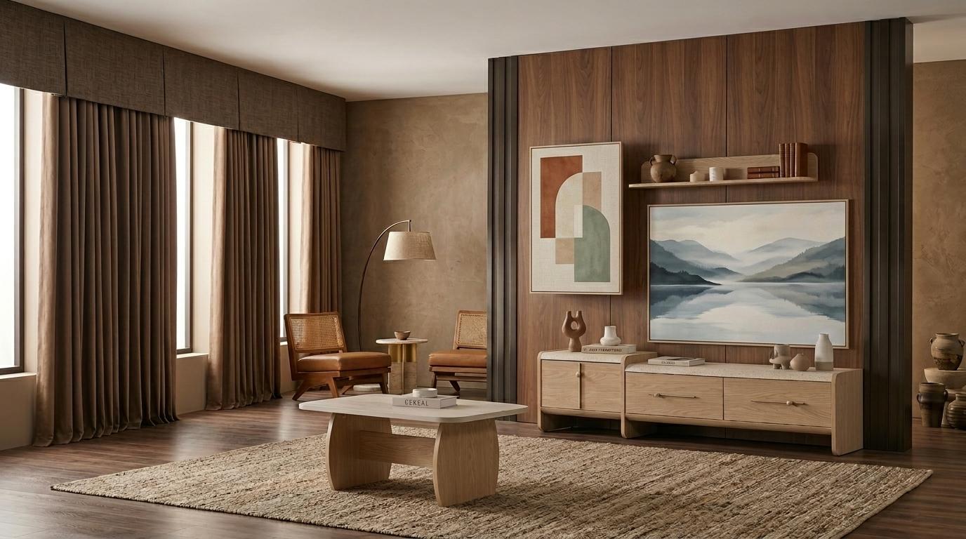 Wohnwand Schrank Sideboard Regal Wohnzimmer Stil modern Farbe beige neu