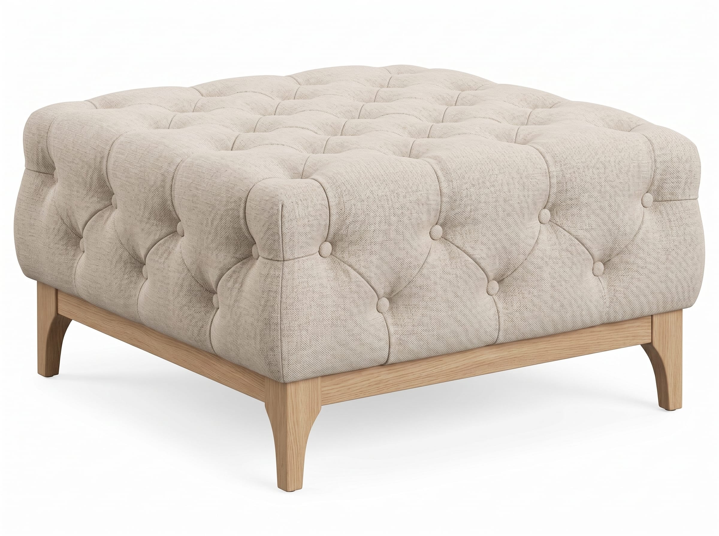 Beiger weicher Hocker Chesterfield quadratischer Fußhocker Wohnzimmermöbel